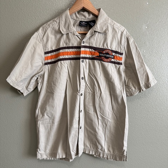 Harley Davidson Embroidered Garage Work Button Up- Medium - Picture 1 of 6
